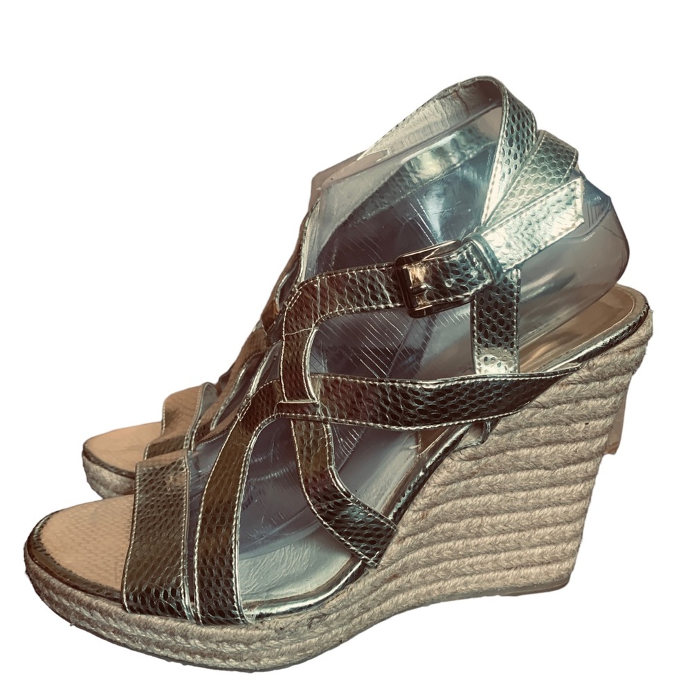 MICHAEL Michael Kors Women's Wedge Metallic Strappy Sandals Size 10
